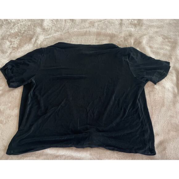 Chicos Travelers Black Open Front Open Short Sleeve Cardigan Size 1 Tie Front - Picture 5 of 5